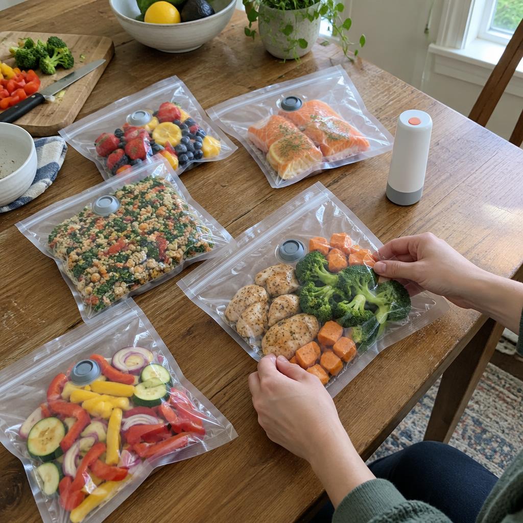 AI-generated kitchen scene: A naturally organized meal-prep routine